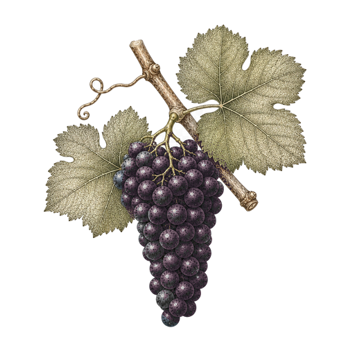 Illustration of a Chambourcin grape cluster