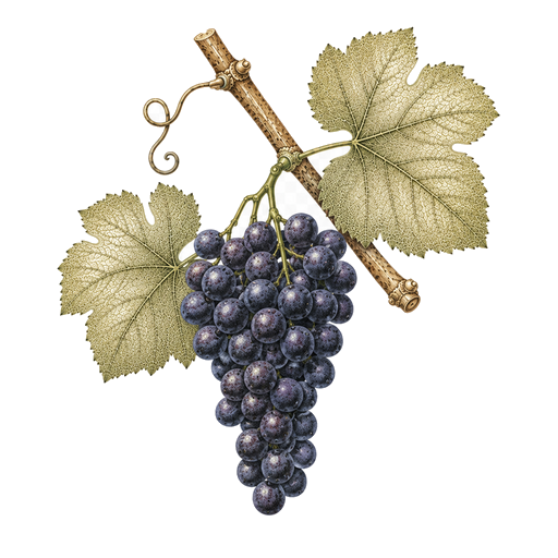 Illustration of a Cinsault grape cluster