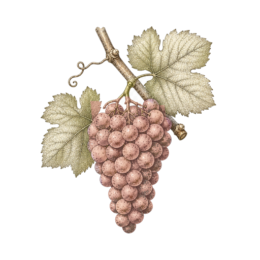 Illustration of a Gewurztraminer grape cluster