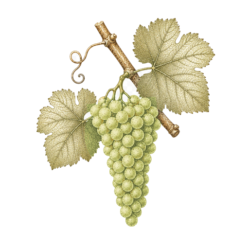 Illustration of a Grüner Veltliner grape cluster
