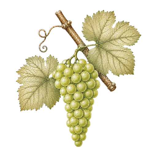 Illustration of a Picpoul Blanc grape cluster