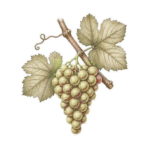 Illustration of a Pinot Blanc grape cluster