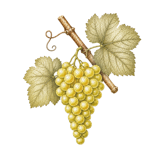 Illustration of a Vidal Blanc grape cluster